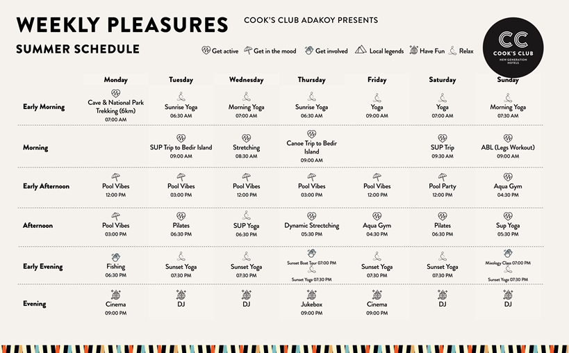 Weekly Pleasures Schedule Adakoy