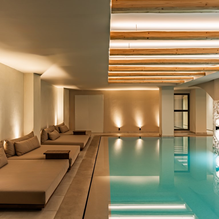 View of the indoor pool with lounge area Hersonissos